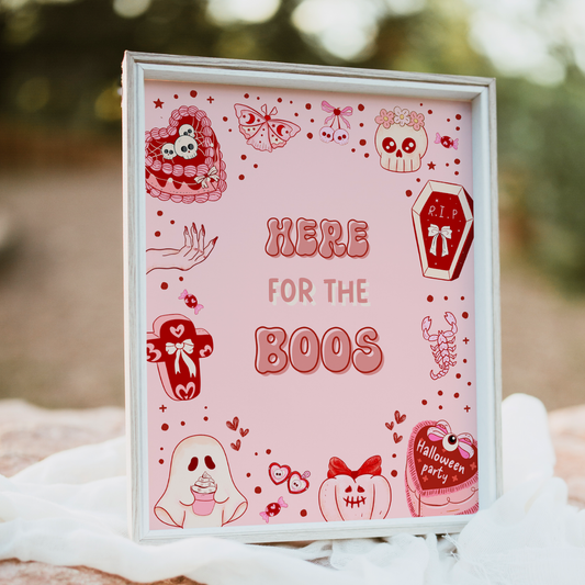 Retro Halloween Here For The Boos Sign