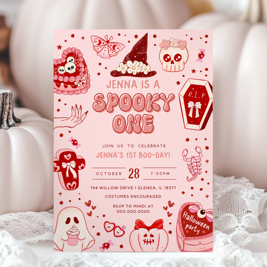 Retro Halloween Spooky One Invitation