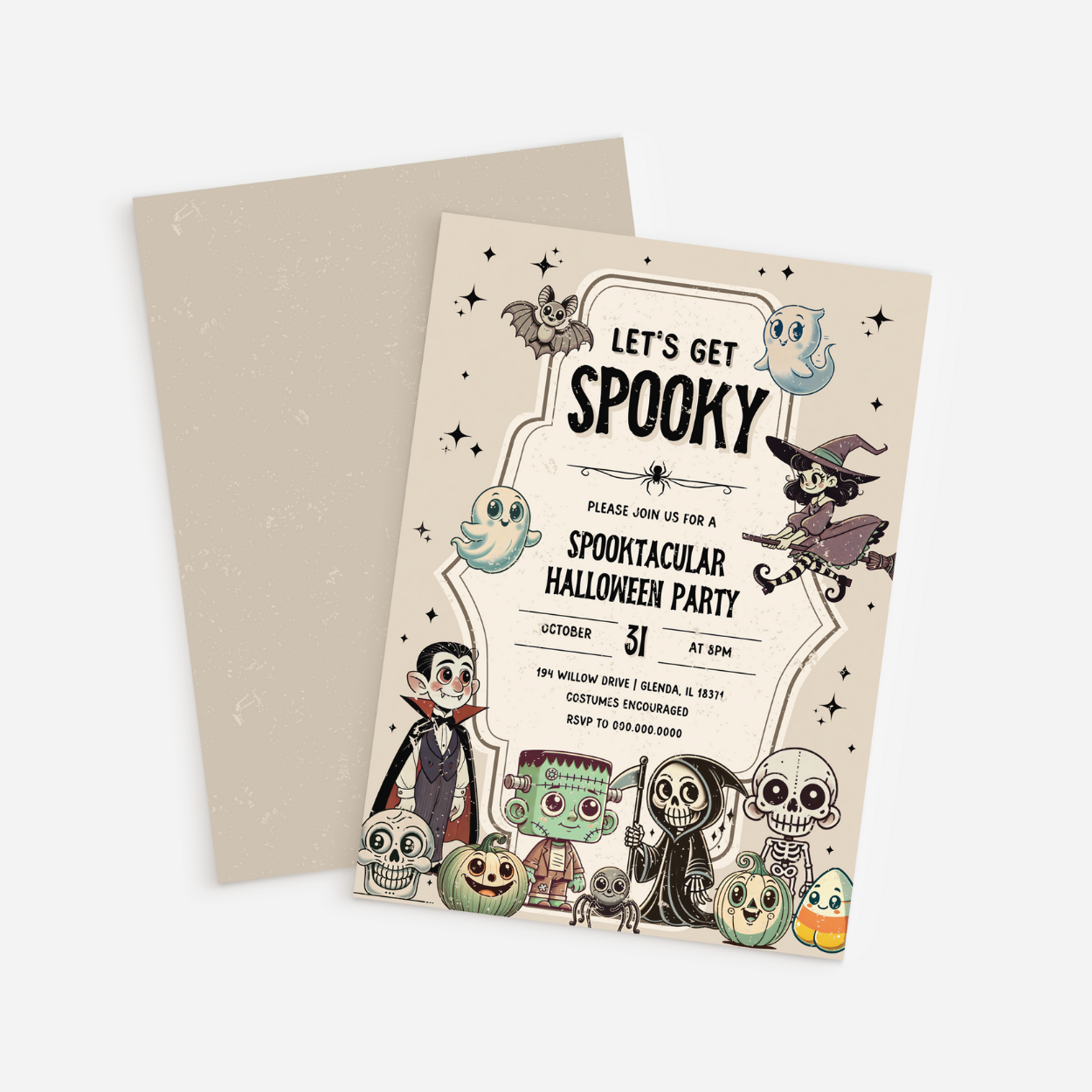 Retro Spooky Halloween Invitation