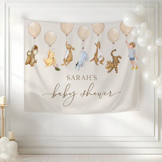 Winnie the Pooh and Friends Baby Shower Backdrop banner