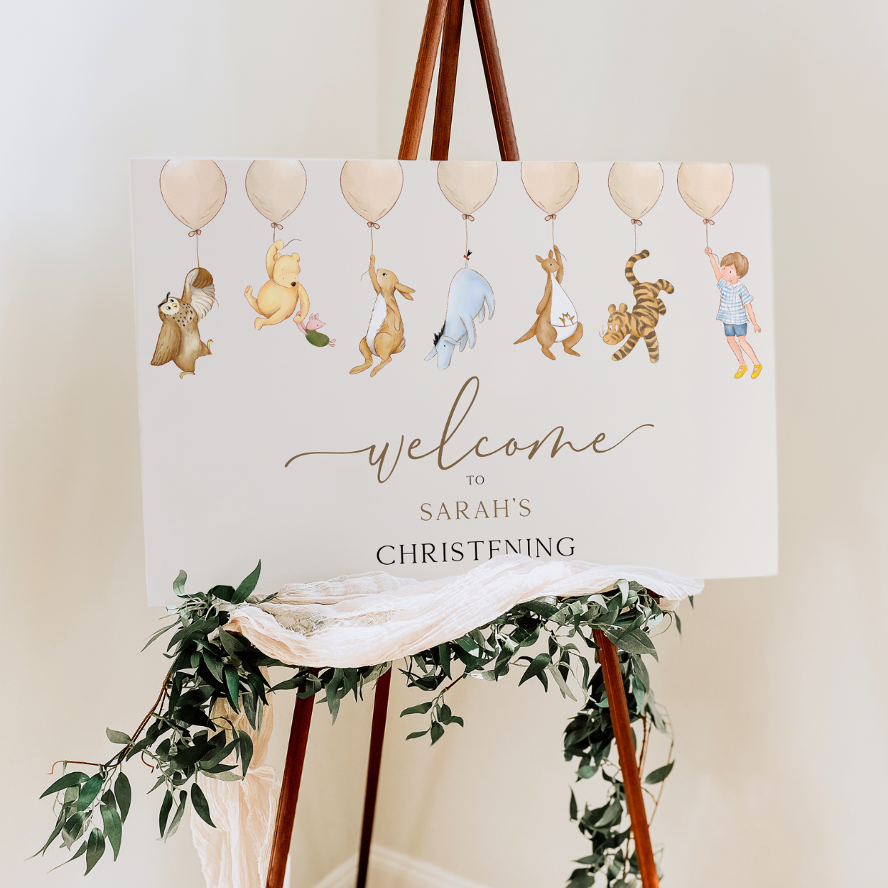 Winnie the Pooh Baptism Welcome Sign