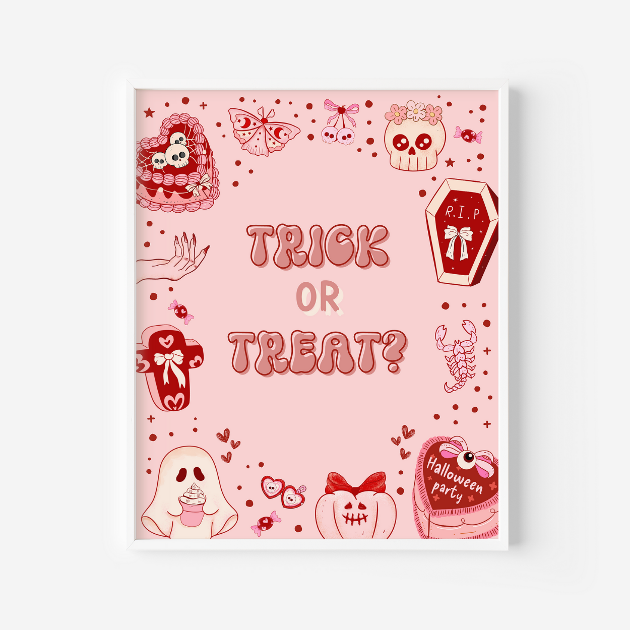 retro halloween trick or treat sign