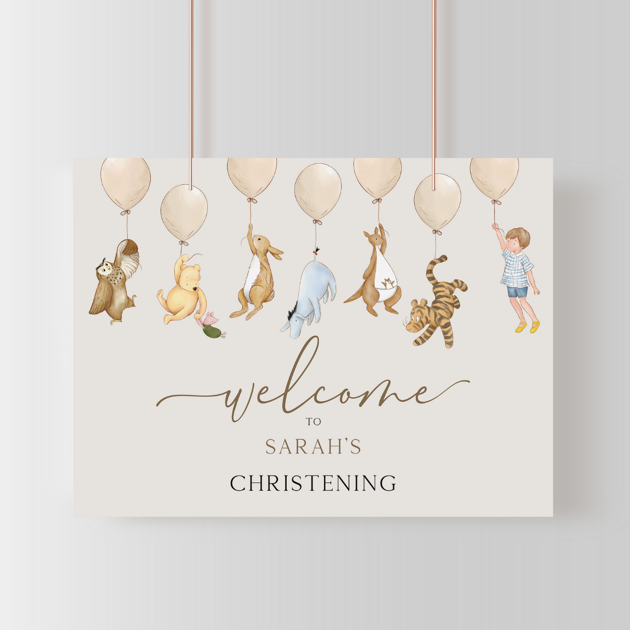 Winnie the Pooh Christening Welcome Sign