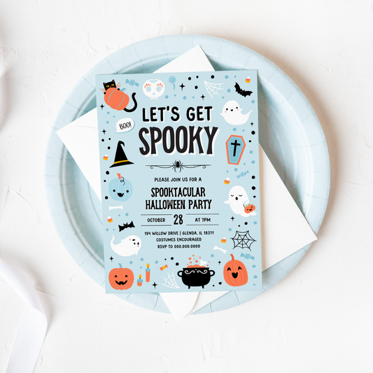 Blue Ghost Halloween Invitation