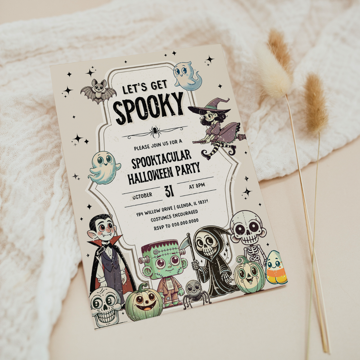 retro spooky halloween invitation