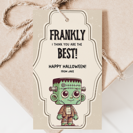 Vintage Frankenstein Halloween Gift Tag