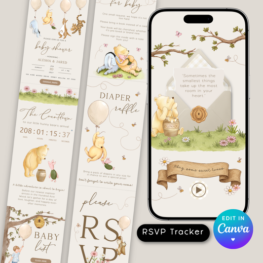 Interactive Winnie the Pooh Baby Shower invitation