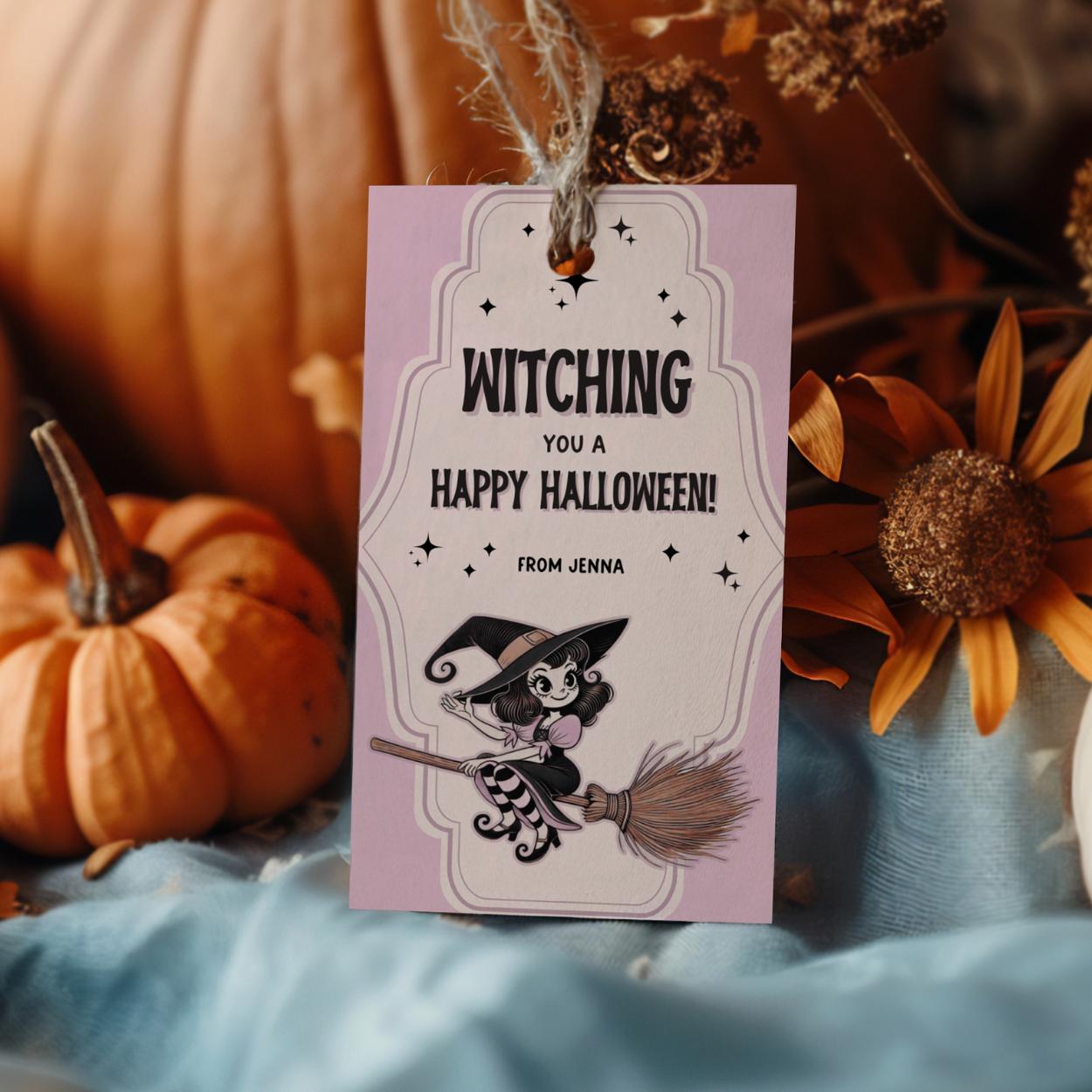 halloween-witch trick or treat tag

