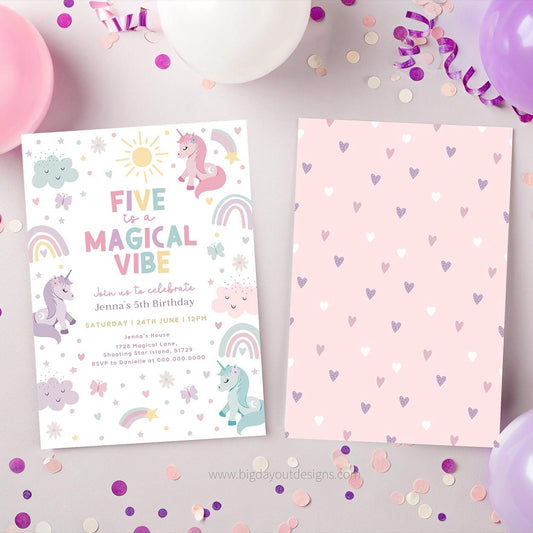Unicorn Rainbow Birthday Invitation