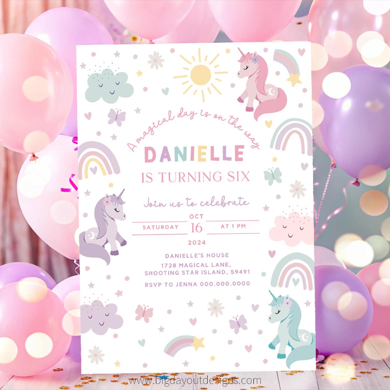 Unicorn Birthday Party Invitation