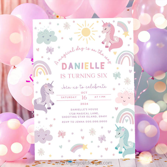 Unicorn Birthday Party Invitation