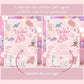 Under the Sea birthday invitation cards with mermaids and sea creatures on a pink background.