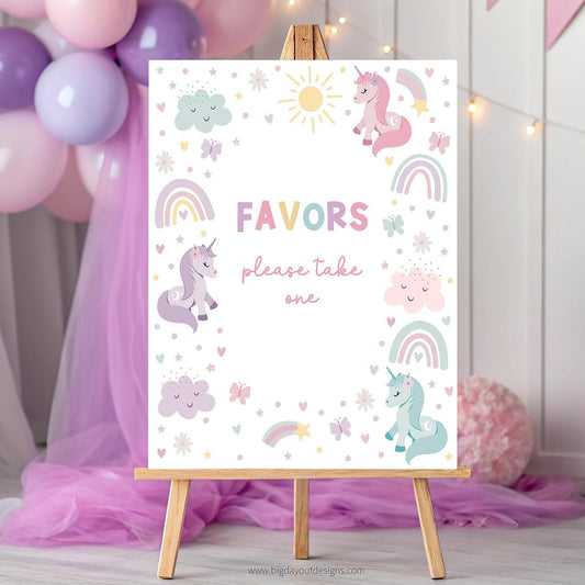 Unicorn party favor sign pastel