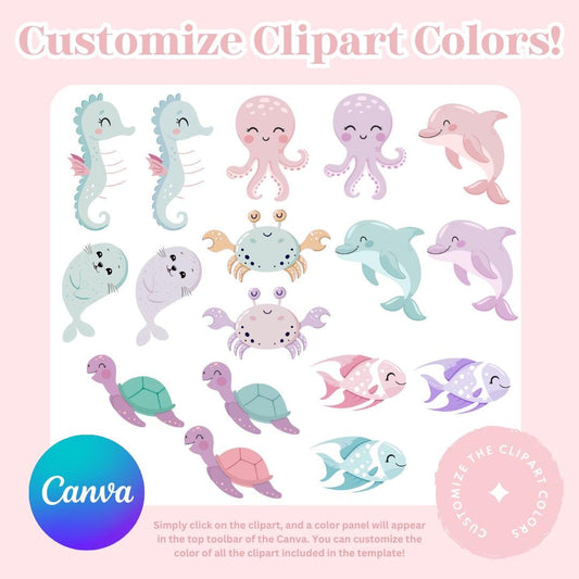 Editable ocean animal 1st birthday time capsule