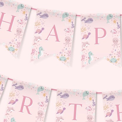 Oneder the Sea birthday banner printable template