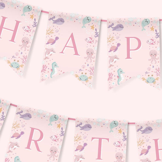 Oneder the Sea birthday banner printable template