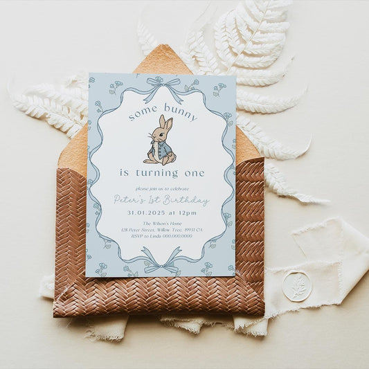 Editable some bunny is one digital invite for boys