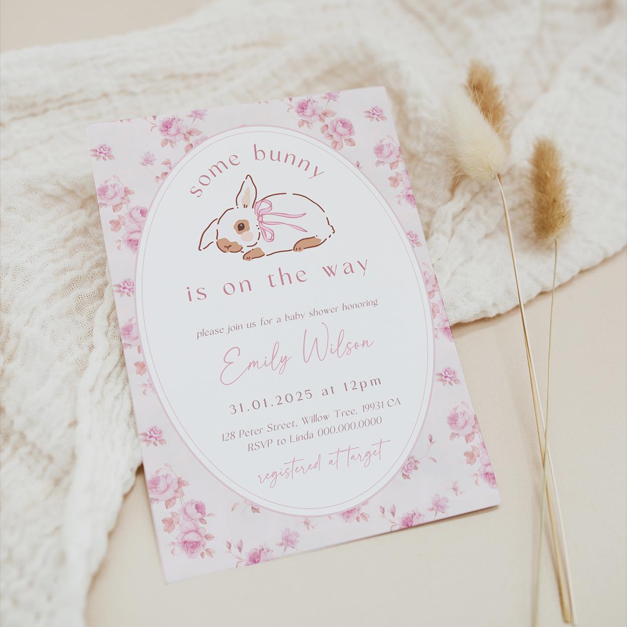 Editable floral spring baby shower template