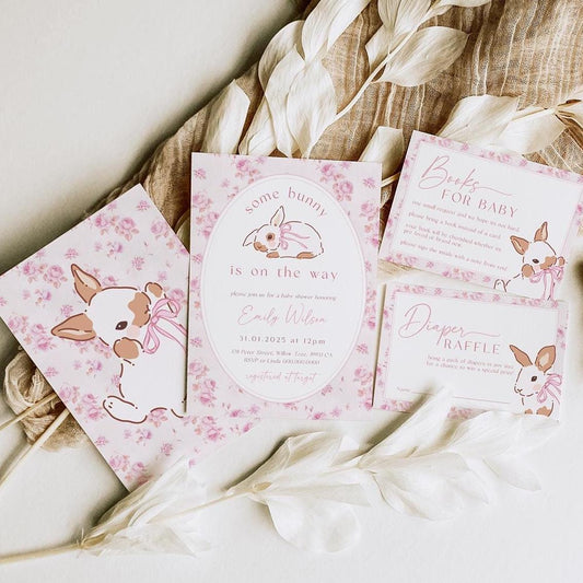 Some Bunny is on the Way baby shower invitation