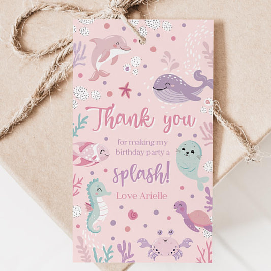 Under the sea thank you tag printable design