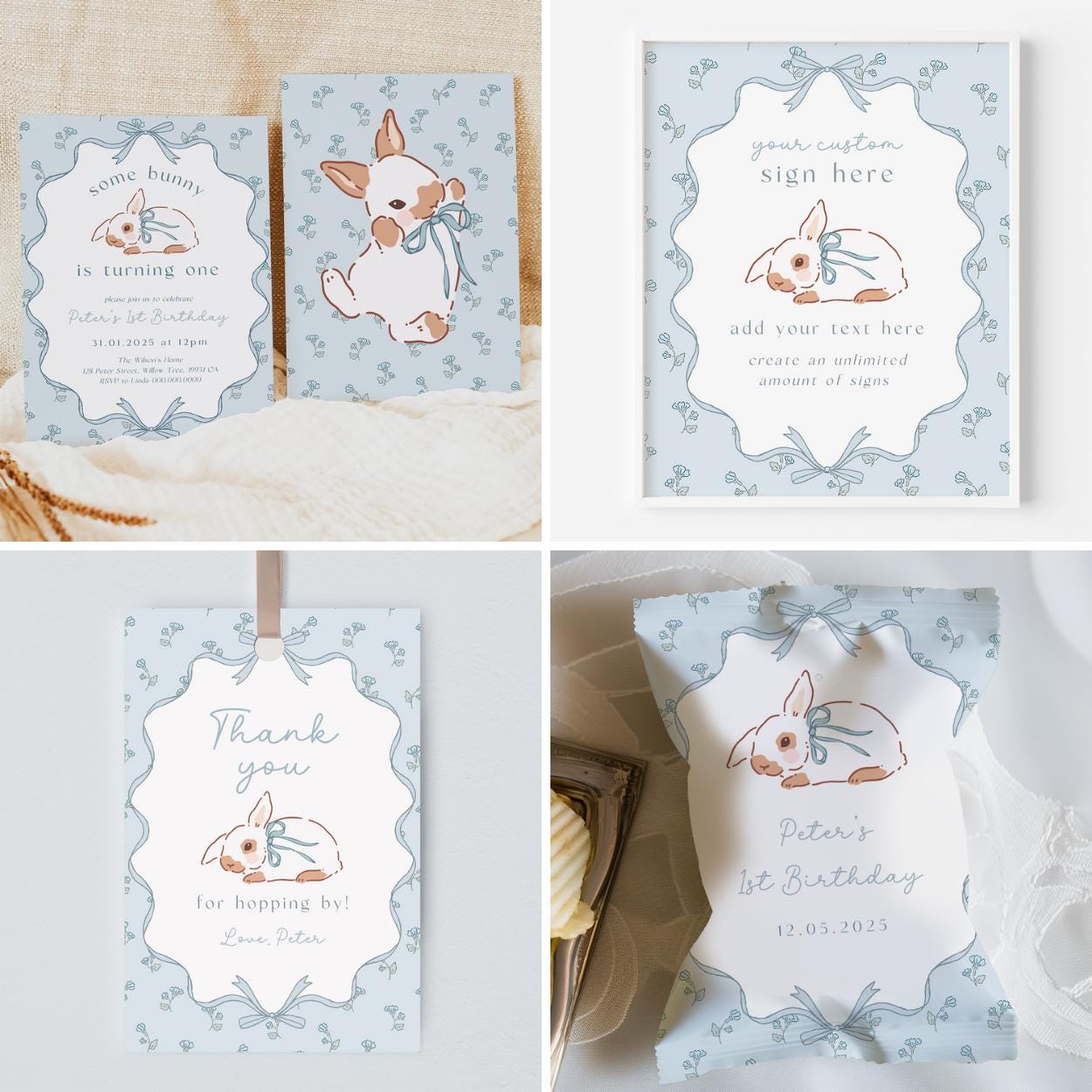 Some Bunny Is One Highchair Banner – Vintage Rabbit Design