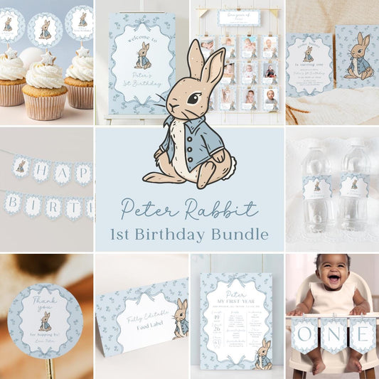 Peter Rabbit 1st birthday party bundle