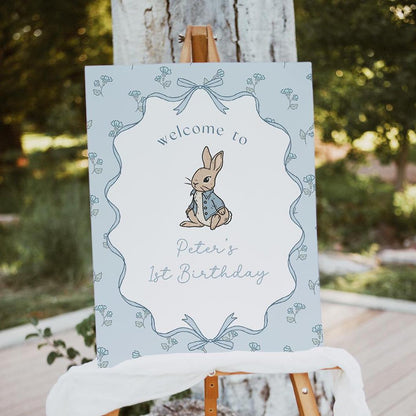 Peter Rabbit 1st birthday welcome sign