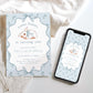 Editable rabbit with blue bow party template