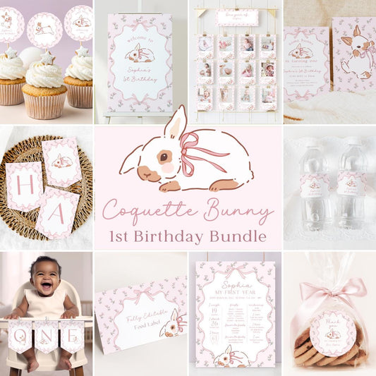 Some Bunny Is One birthday bundle with pink coquette bow