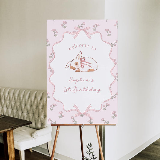 Personalized bunny first birthday party decoration