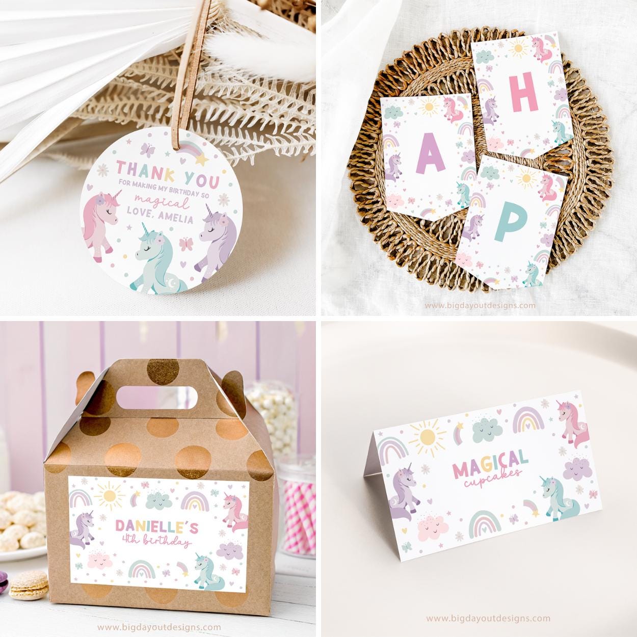 Pink and purple unicorn theme birthday decor