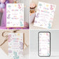 Editable rainbow unicorn birthday invitation for girls