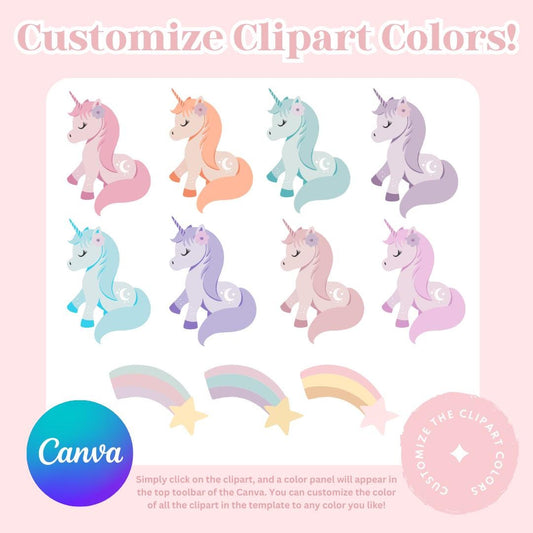 Unicorn adoption certificate pastel rainbow theme