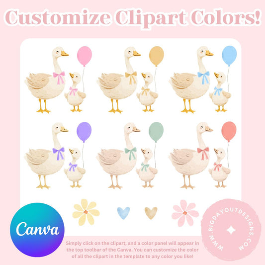 Editable little goose baby shower water bottle wrap