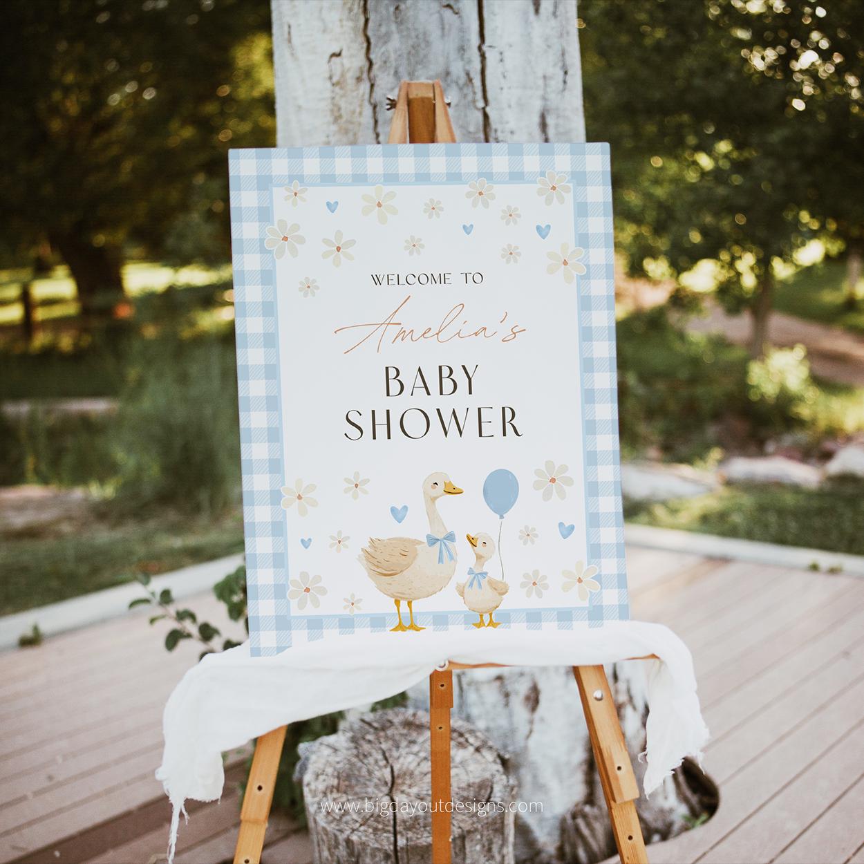 Editable goose on the loose theme baby shower sign template