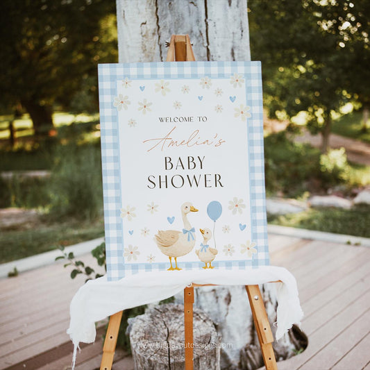 Editable goose on the loose theme baby shower sign template