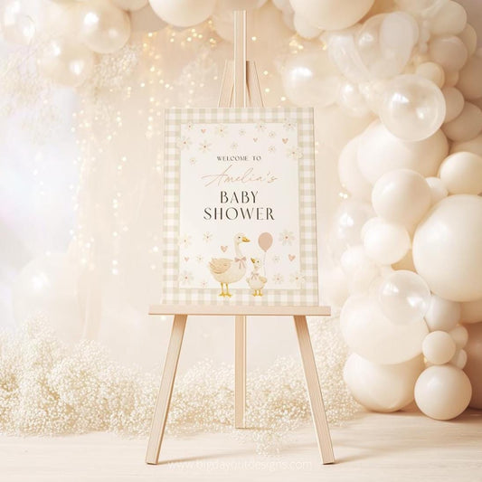 Printable Mother Goose baby shower welcome sign