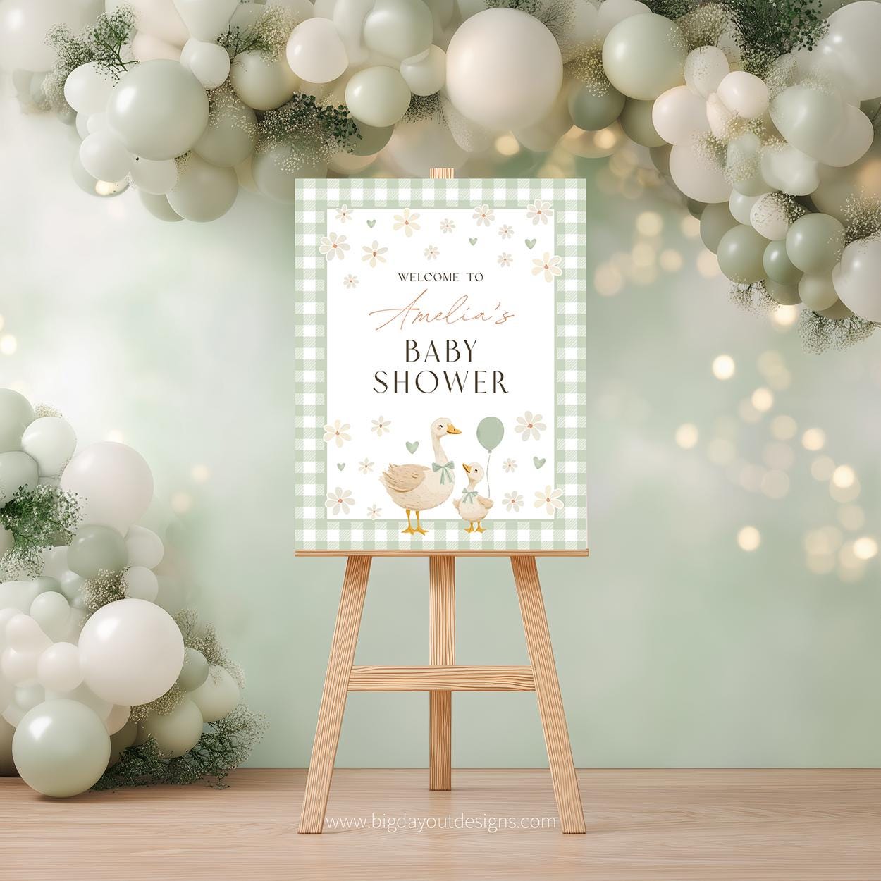 Editable vintage style baby shower welcome sign