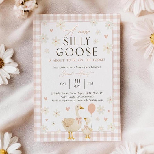 Silly Goose Baby Girl Shower Invites
