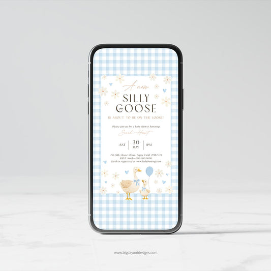 Editable gingham baby shower invitation template