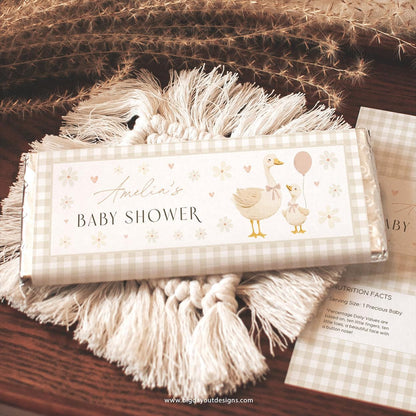 Printable silly goose chocolate wrapper for baby shower