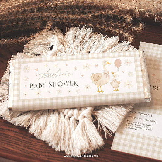 Printable silly goose chocolate wrapper for baby shower