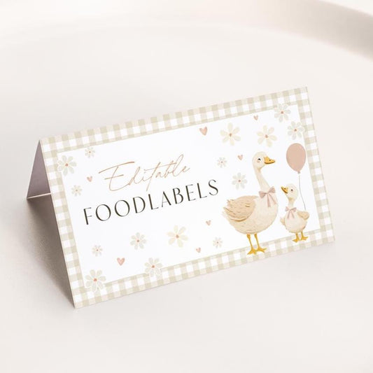 Printable silly goose place cards for baby shower