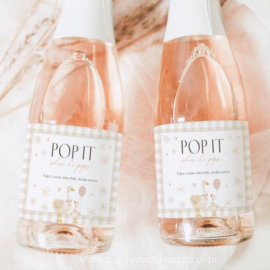 Printable silly goose mini champagne bottle labels