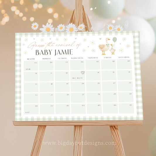 Printable silly goose due date calendar template