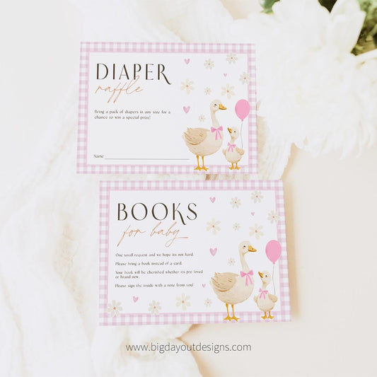 Pink gingham baby shower sign bundle template
