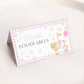 Pink gingham baby shower place card template