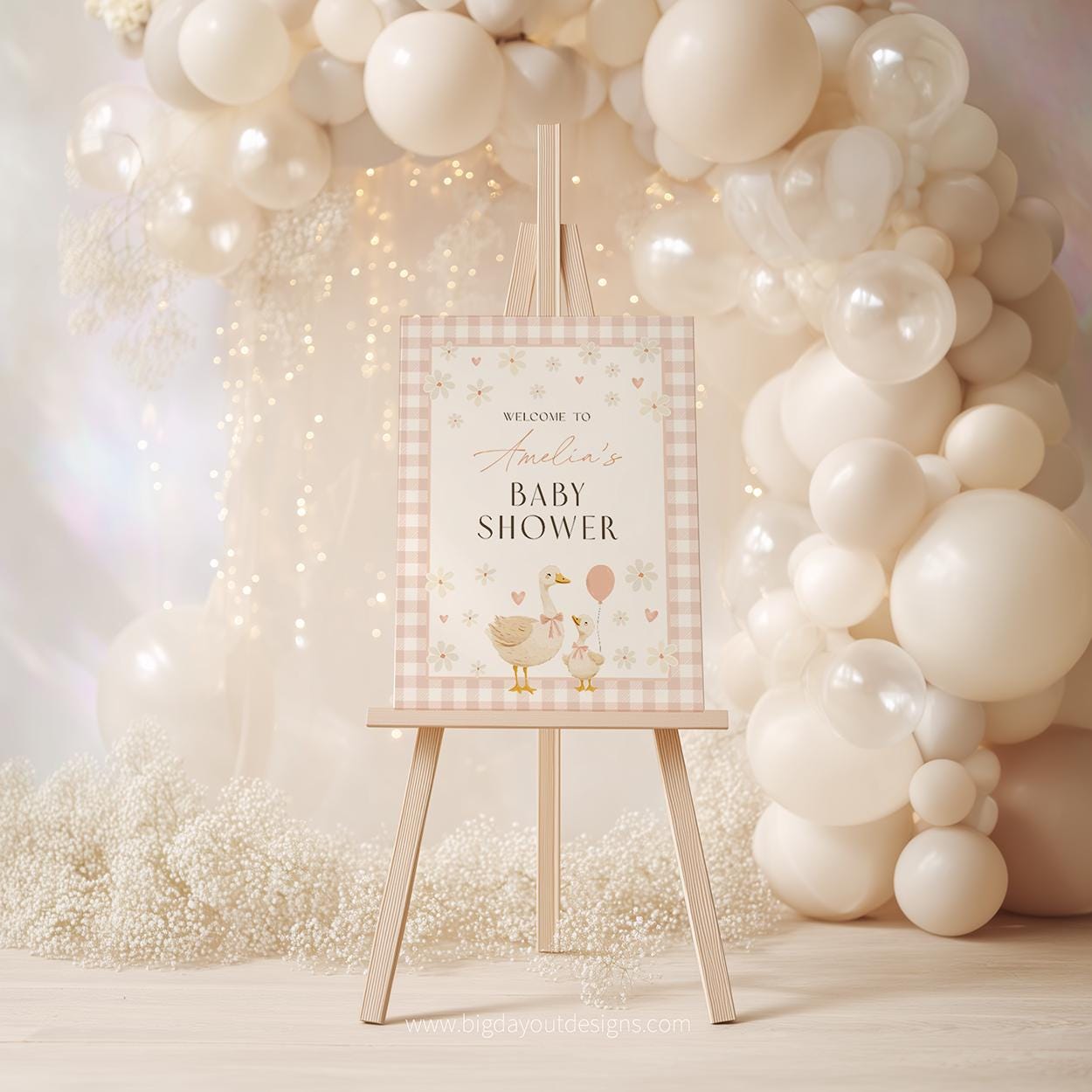 Goose baby shower decoration sign printable template
