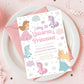 Magical joint birthday invite for sisters unicorn party