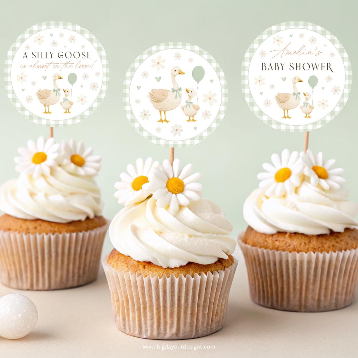 Editable mother goose cupcake decorations for baby shower